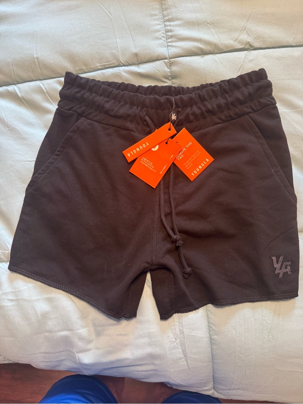 YoungLA Black Elastic Waist Lounge Shorts